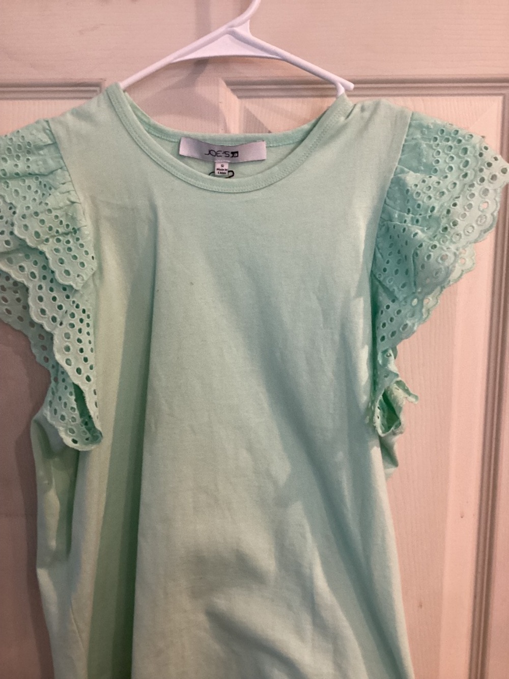 NWOT JOE’s jeans seafoam green lacy sleeve tee. Small